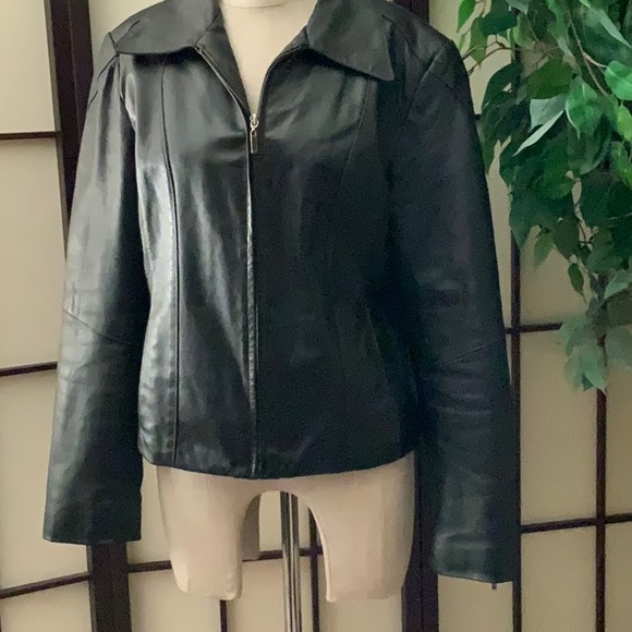 Jessica Leather Moto Bomber Jacket Size M - Picture 2 of 5
